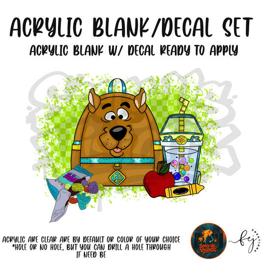 Mystery Pup Snack Pack themed acrylic blank with hole at top, multipurpose crafting shape
