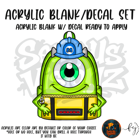 One Eye Monster Backpack themed acrylic blank with hole at top, multipurpose crafting shape
