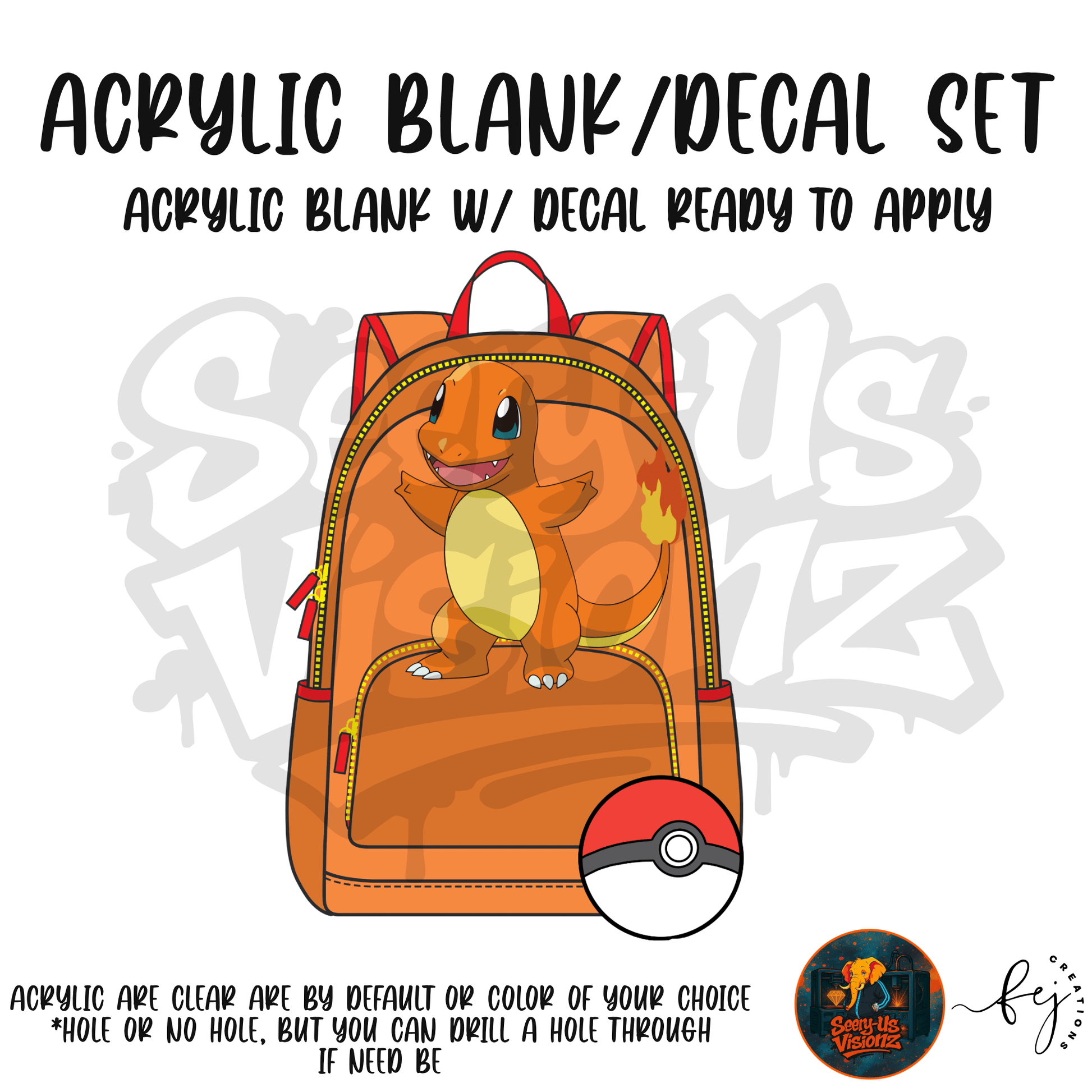 Orange Buddy Backpack themed acrylic blank with hole at top, multipurpose crafting shape
