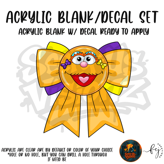 Orange Friend Bow themed acrylic blank with hole at top, multipurpose crafting shape
