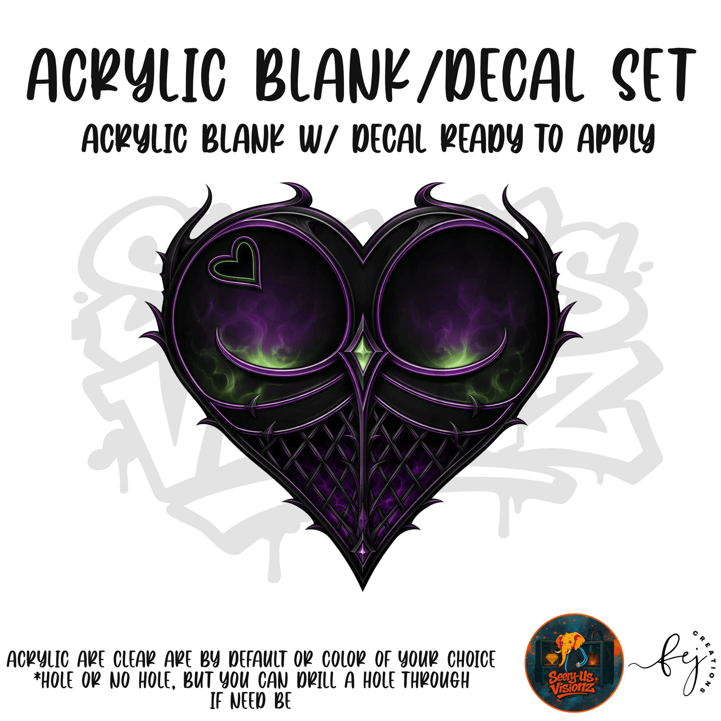 Purple Mystic Heart Cheeks adult themed acrylic blank with hole for crafting, novelty and 21+ gifts
