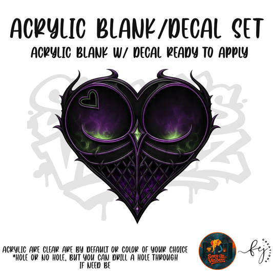 Purple Mystic Heart Cheeks adult themed acrylic blank with hole for crafting, novelty and 21+ gifts
