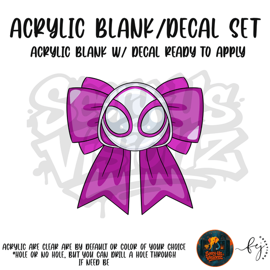 Purple Spider Hero Bow themed acrylic blank with hole at top, multipurpose crafting shape