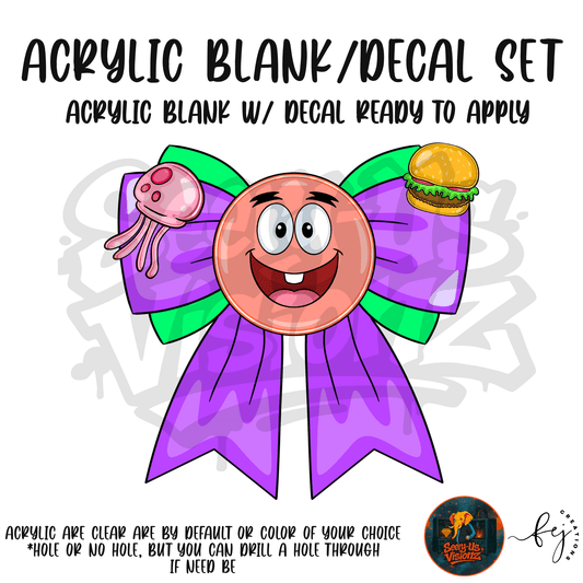 Purple Treat Monster Bow themed acrylic blank with hole at top, multipurpose crafting shape
