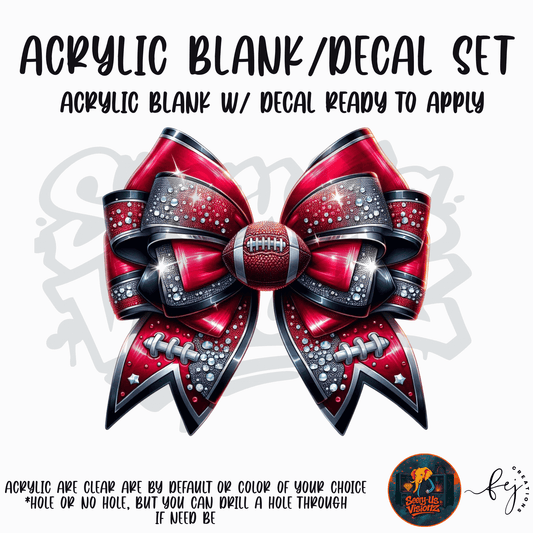 Red Steel Bow themed acrylic blank with hole at top, multipurpose crafting shape
