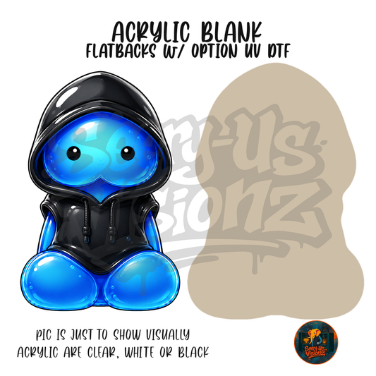 Blue Hoodie Jelly acrylic blank, Acrylic & UV DTF Print