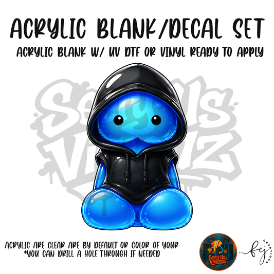 Blue Hoodie Jelly acrylic blank and decal kit