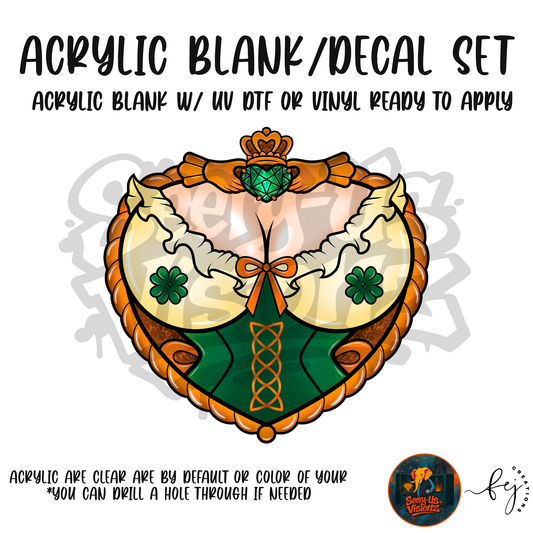 Claddagh Corset Heart acrylic blank and decal kit