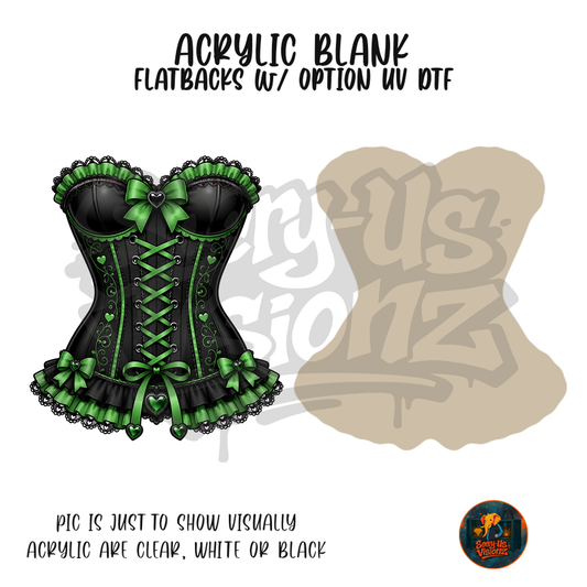 Green Lace Corset acrylic blank, Acrylic & UV DTF Print