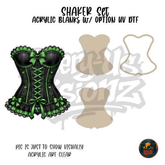 Green Lace Corset shaker set acrylic blanks