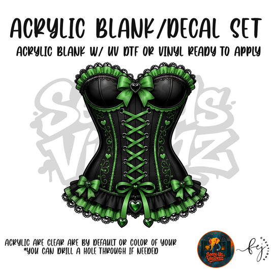 Green Lace Corset acrylic blank and decal kit