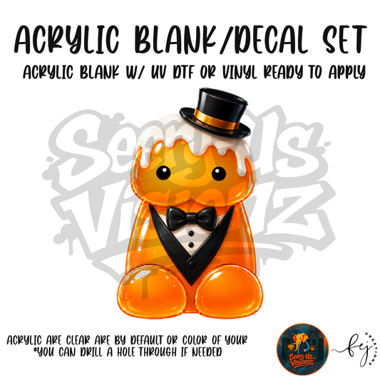 Creamsicle Tuxedo Jelly acrylic blank and decal kit
