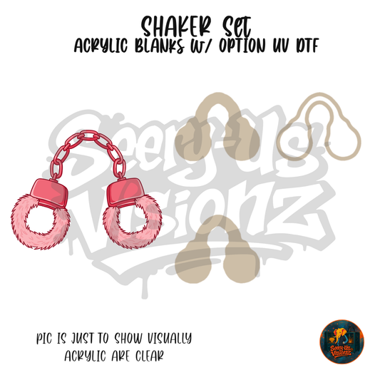 Pink Fuzzy Handcuffs shaker set acrylic blanks