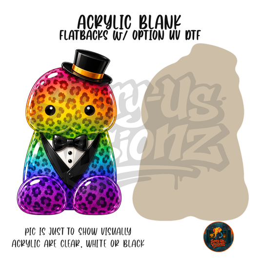 Rainbow Leopard Tuxedo Jelly acrylic blank, Acrylic & UV DTF Print