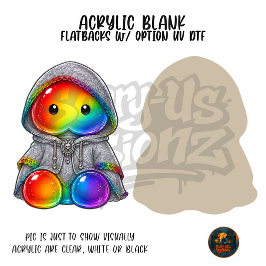 Rainbow Hoodie Skull Charm Jelly acrylic blank, Acrylic & UV DTF Print