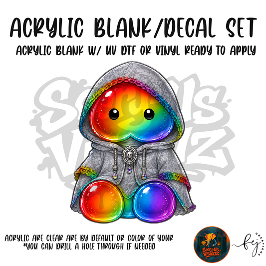 Rainbow Hoodie Skull Charm Jelly acrylic blank and decal kit