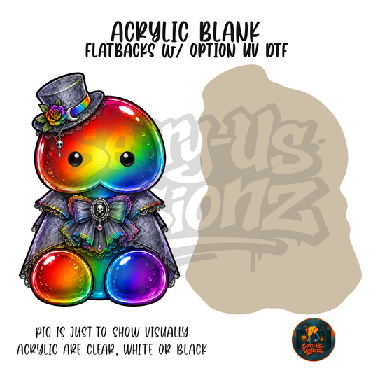 Rainbow Gothic Hat Jelly acrylic blank, Acrylic & UV DTF Print