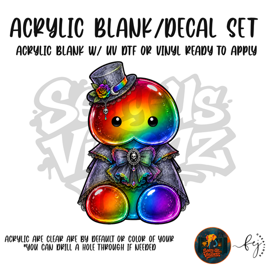 Rainbow Gothic Hat Jelly acrylic blank and decal kit