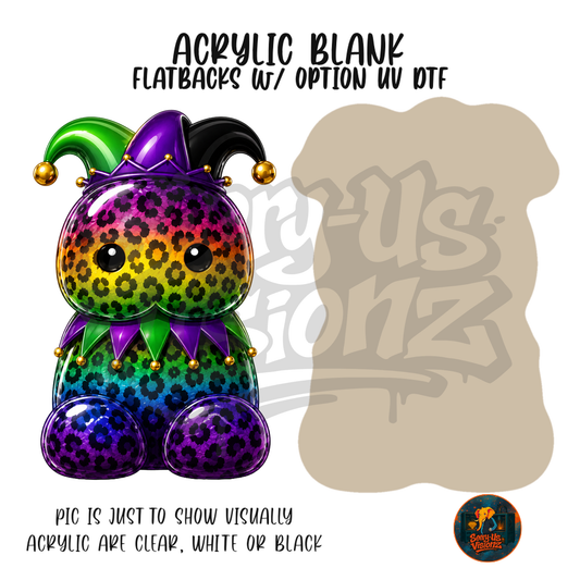 Rainbow Leopard Jester Jelly acrylic blank, Acrylic & UV DTF Print