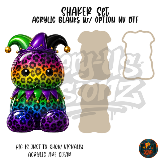 Rainbow Leopard Jester Jelly shaker set acrylic blanks