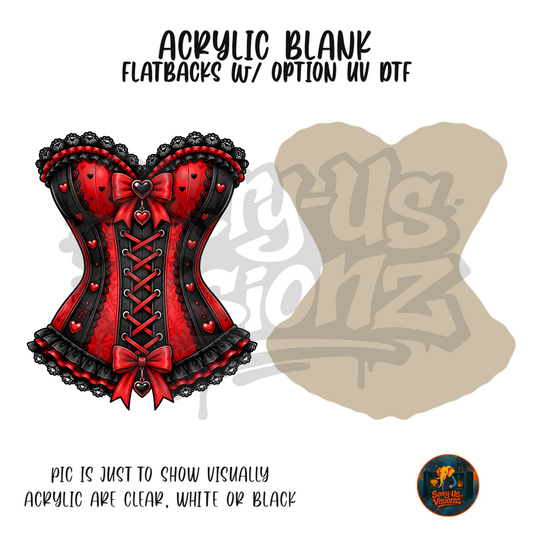 Red Lace Corset acrylic blank, Acrylic & UV DTF Print