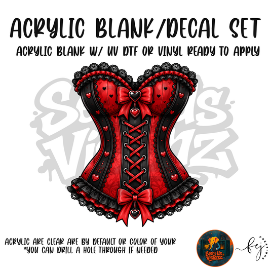 Red Lace Corset acrylic blank and decal kit