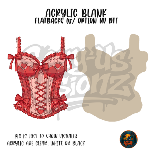 Red Corset Charm acrylic blank, Acrylic & UV DTF Print