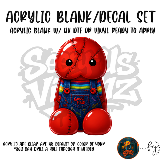 Stitched Overalls Jelly acrylic blank and decal kit
