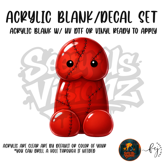 Stitched Red Jelly acrylic blank and decal kit