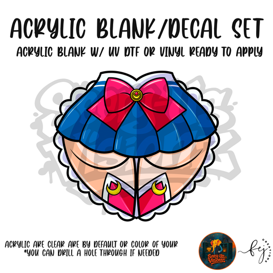 Sailor Heart Skirt acrylic blank and decal kit