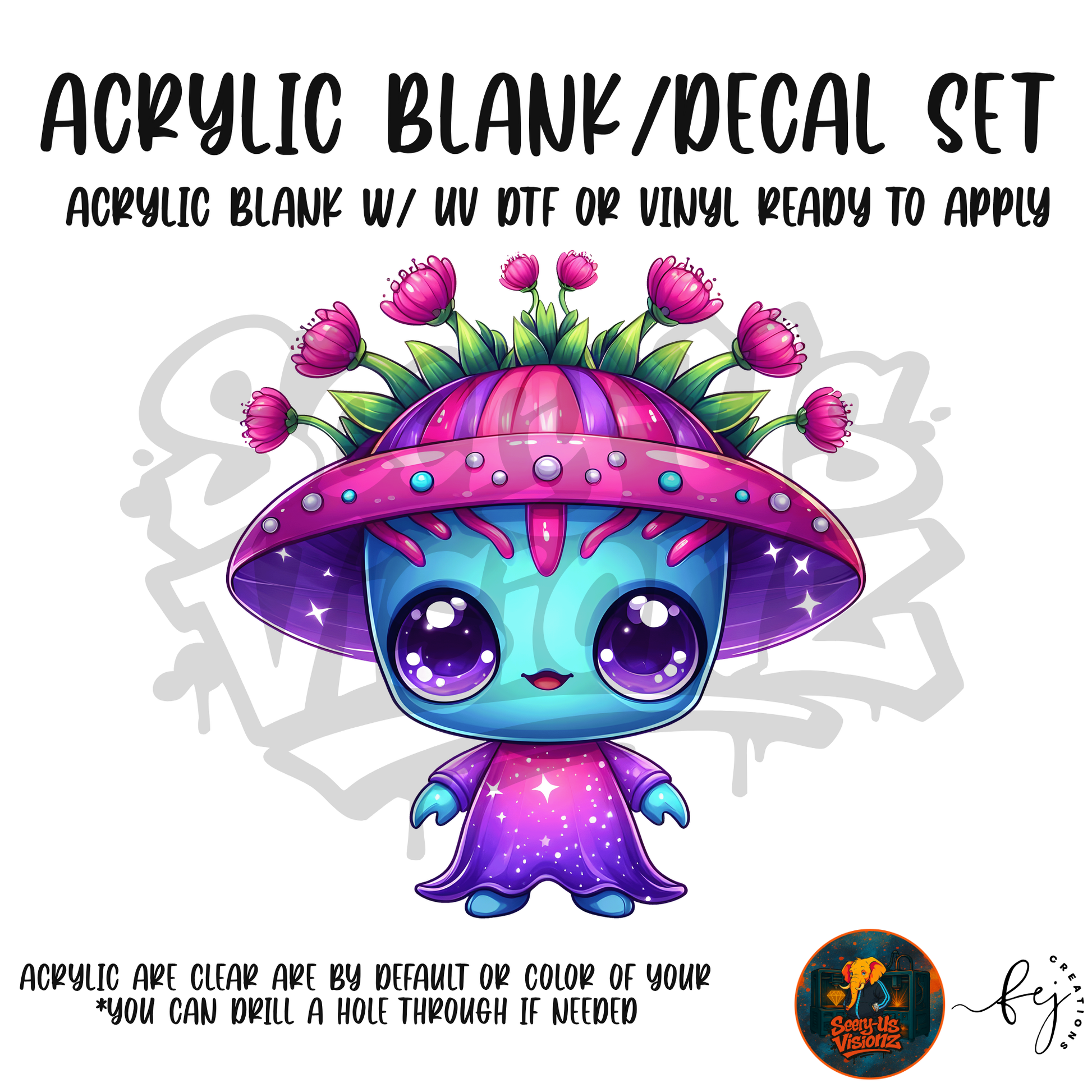 Mushroom Alien acrylic blank and decal kit