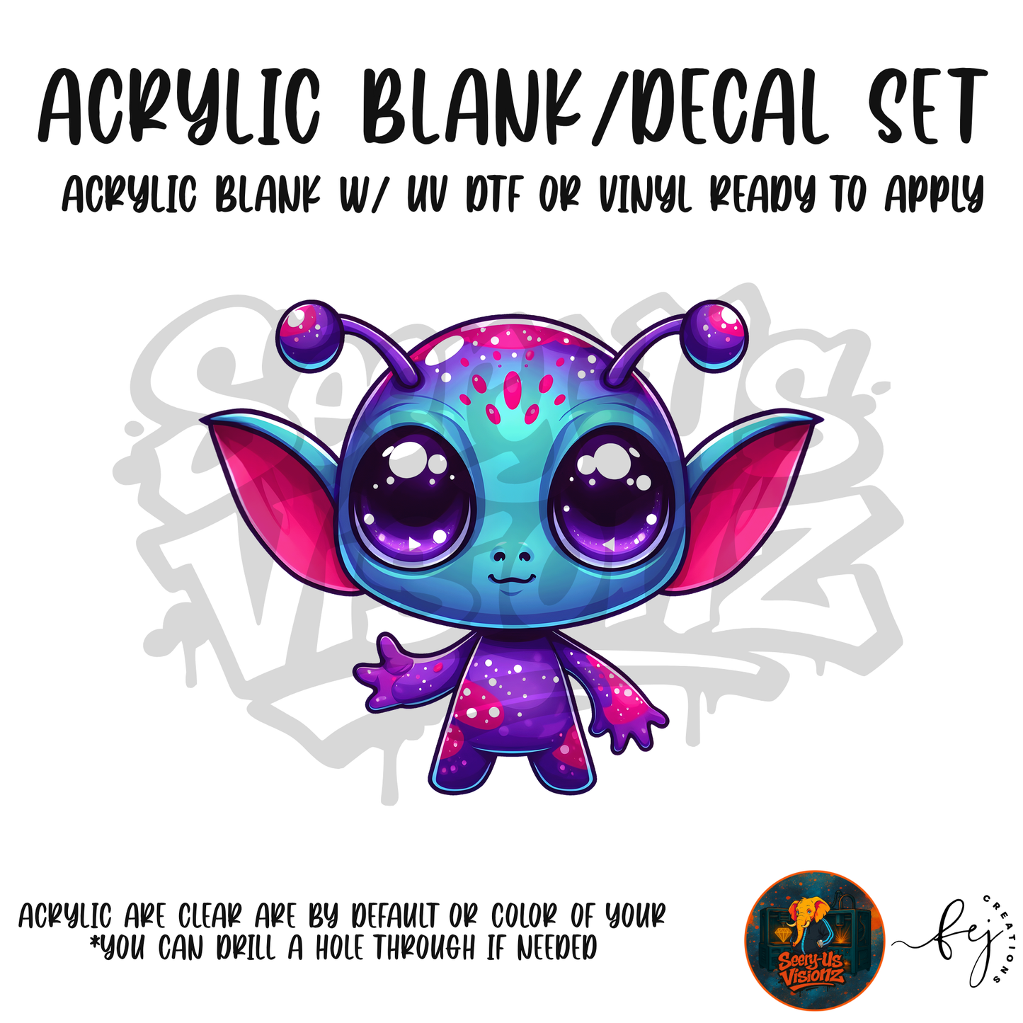 Big Ears Alien acrylic blank and decal kit
