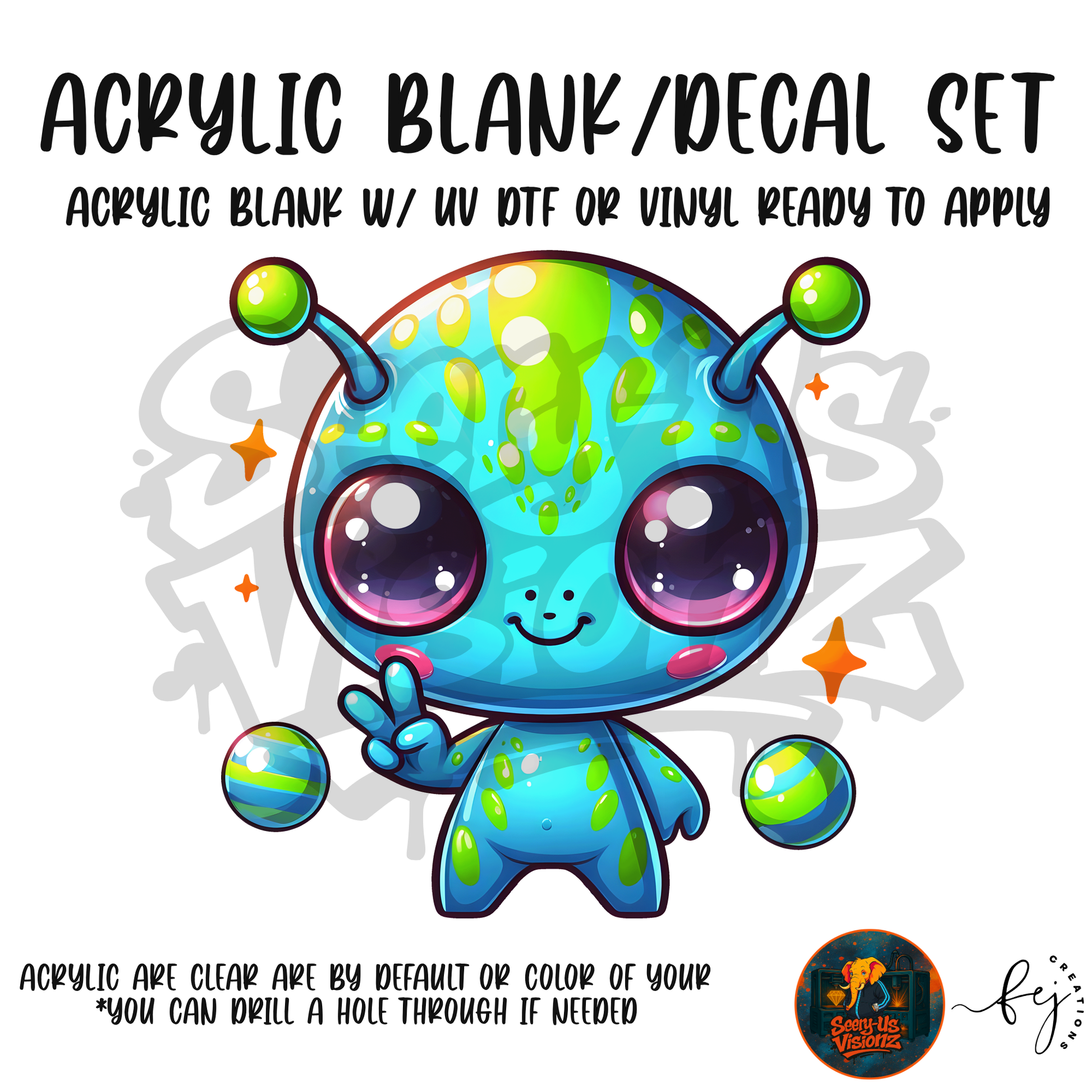 Peace Alien acrylic blank and decal kit