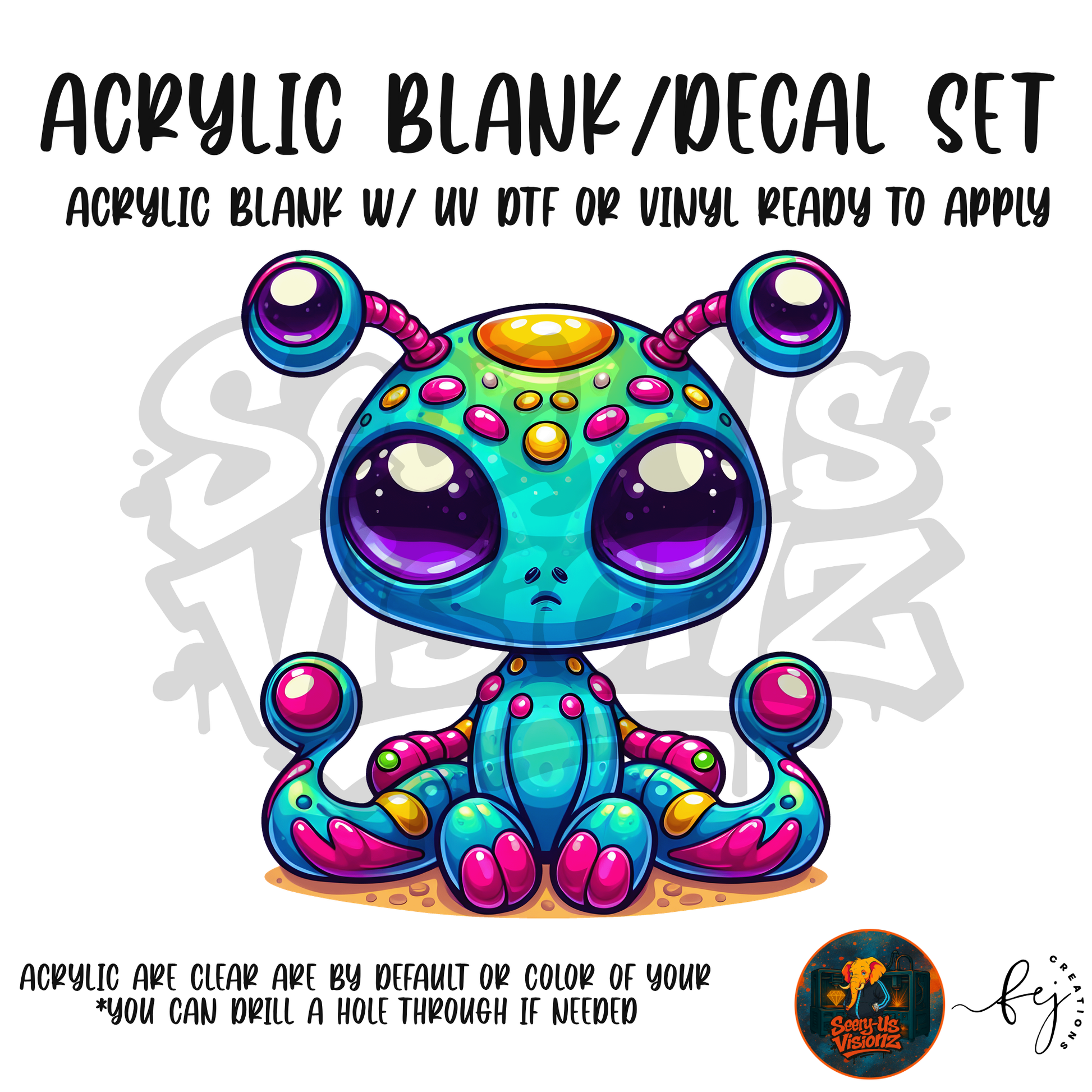 Tentacle Gem Alien acrylic blank and decal kit