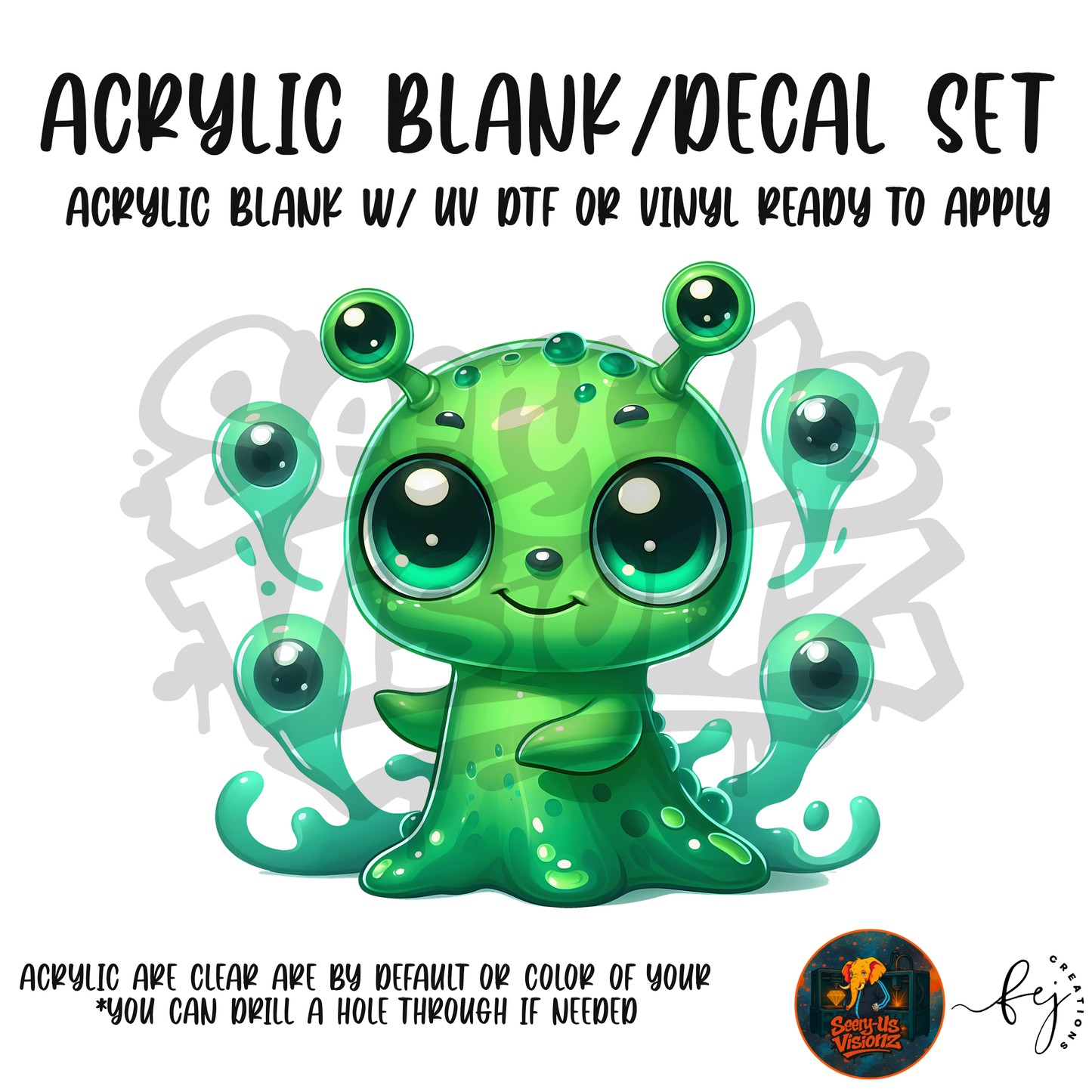 Slime Alien acrylic blank and decal kit