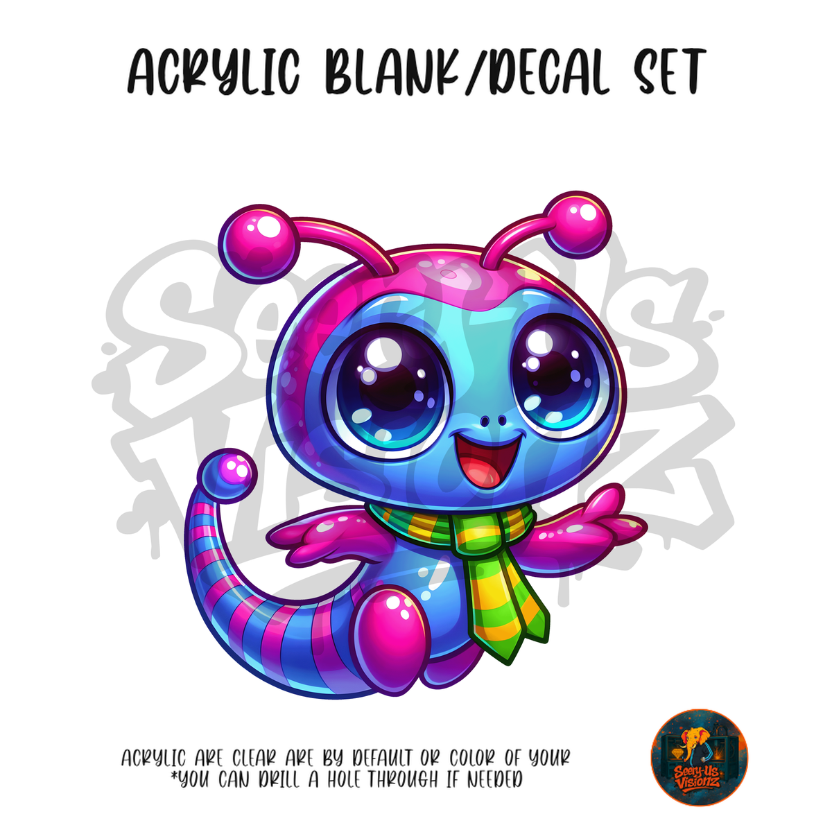 Scarf Striped Alien acrylic blank and UV DTF decal kit