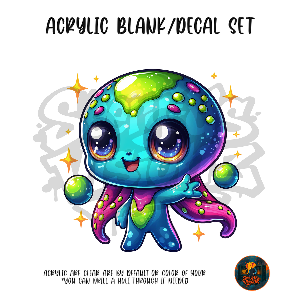 World Alien acrylic blank and UV DTF decal kit