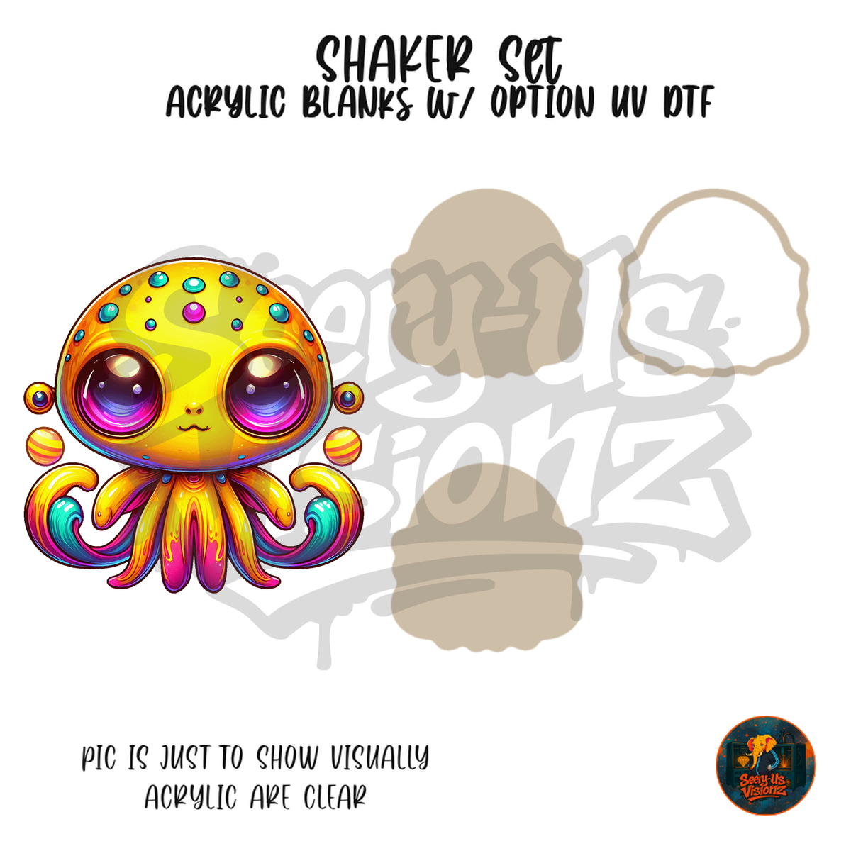 Yellow Octopus Alien shaker set acrylic blanks