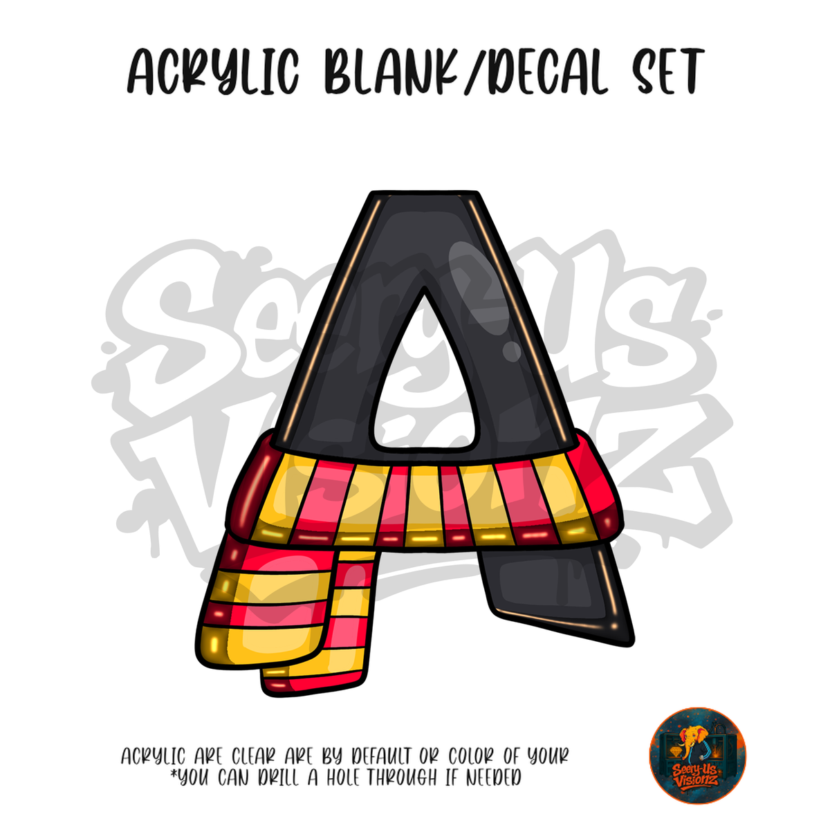 Letter A Striped Scarf acrylic blank and UV DTF decal kit
