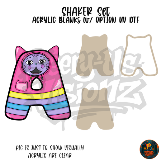 Letter A Cat Hoodie shaker set acrylic blanks