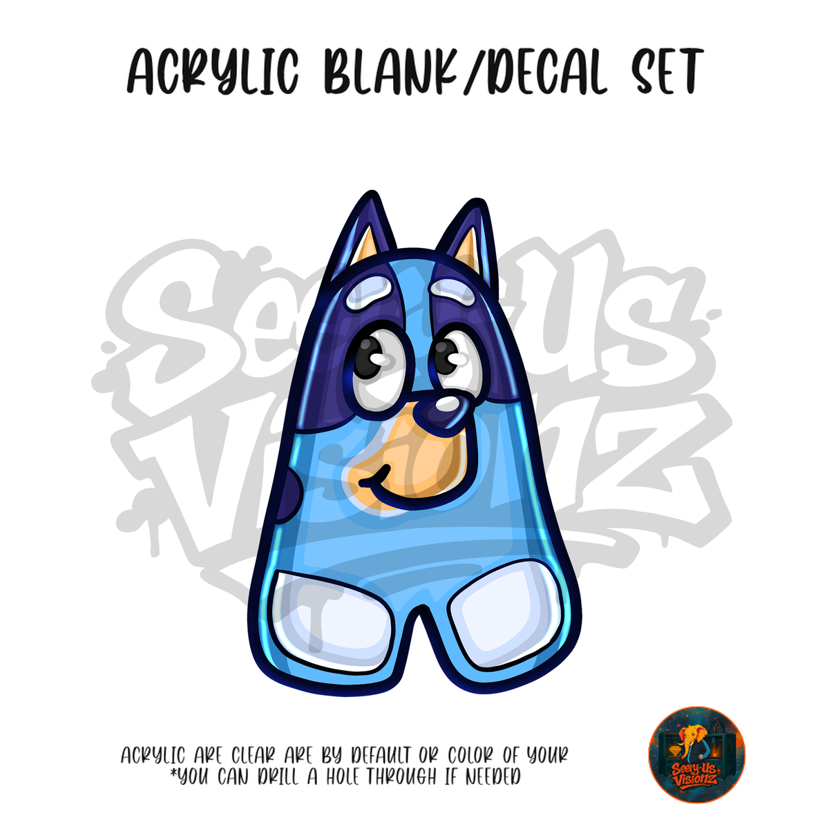 Letter A Blue Heeler Pup acrylic blank and UV DTF decal kit