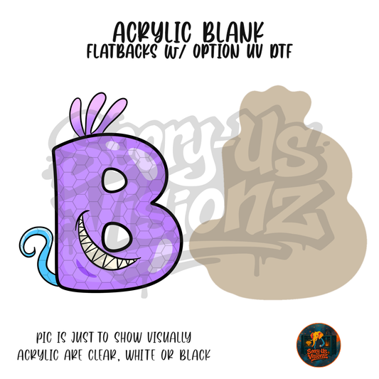 Letter B Purple Grin acrylic blank, Acrylic & UV DTF Print