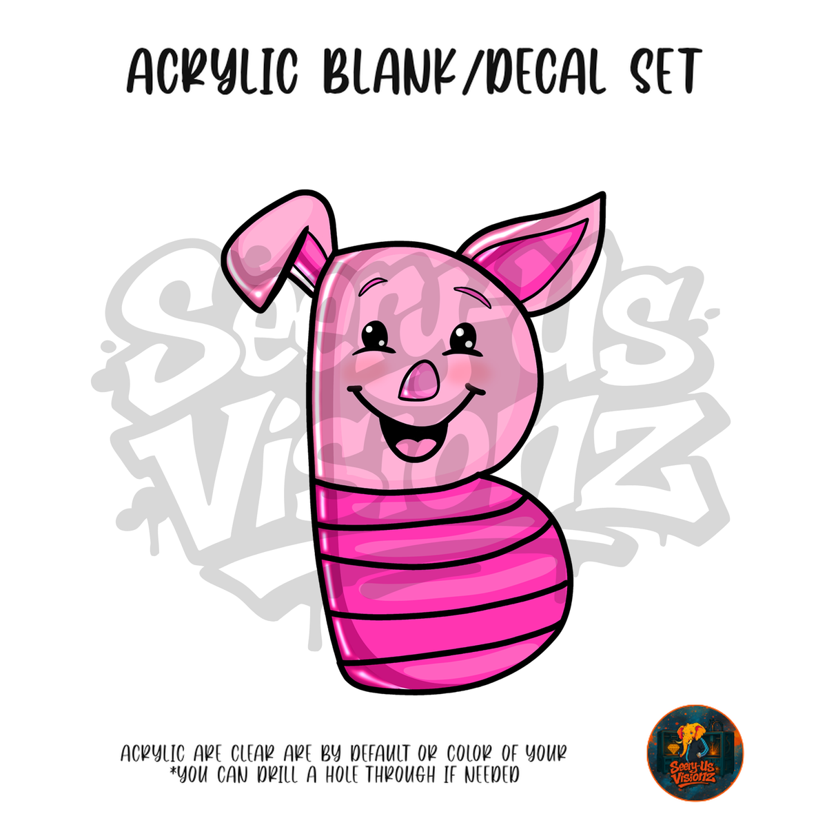 Letter B Pig acrylic blank and UV DTF decal kit