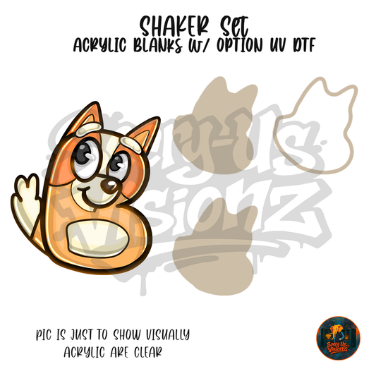 Letter B Heeler Pup shaker set acrylic blanks