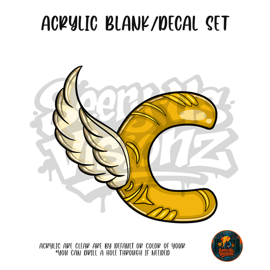 Letter C Winged acrylic blank and UV DTF decal kit