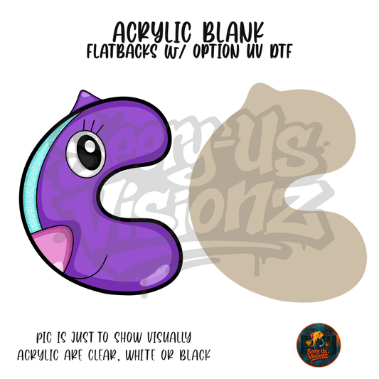 Letter C Purple Creature acrylic blank, Acrylic & UV DTF Print