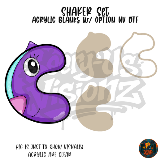 Letter C Purple Creature shaker set acrylic blanks