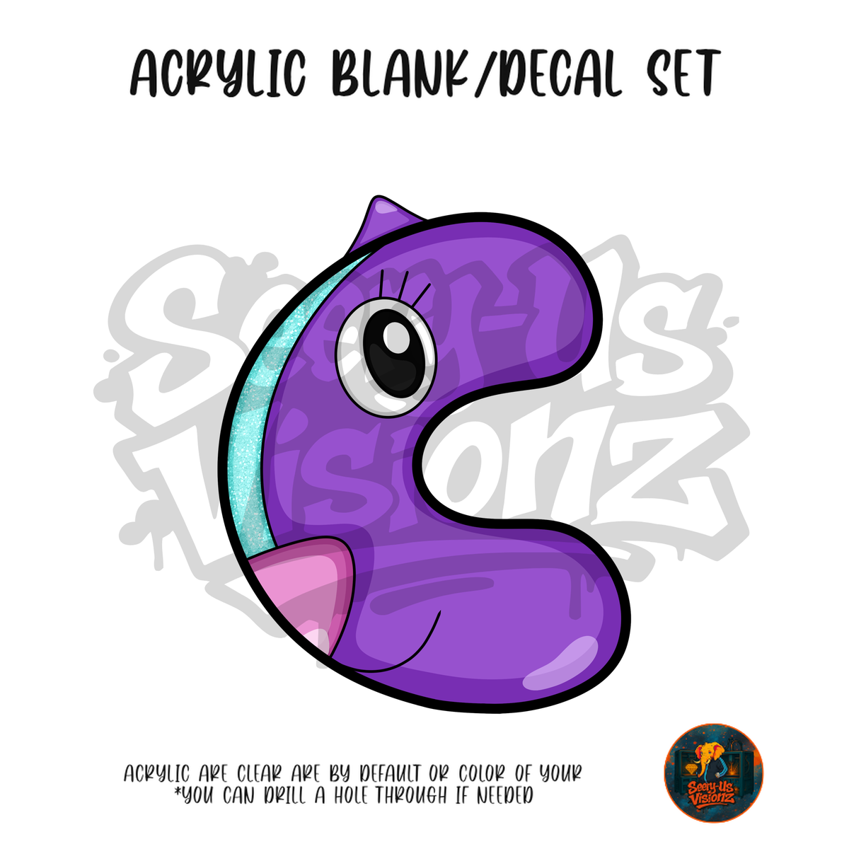 Letter C Purple Creature acrylic blank and UV DTF decal kit