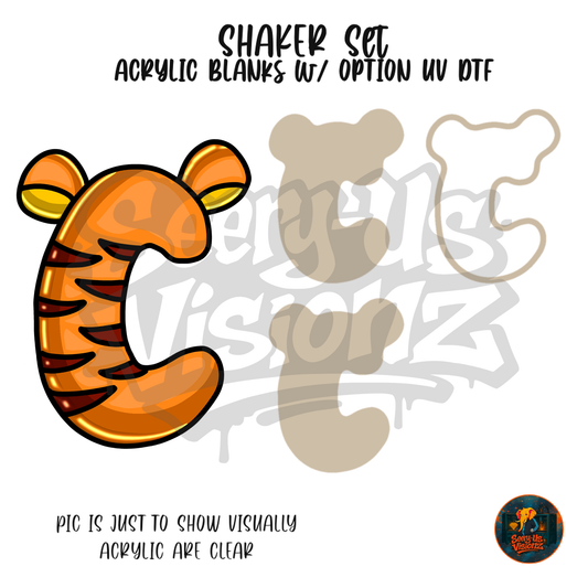 Letter C Striped Tiger shaker set acrylic blanks