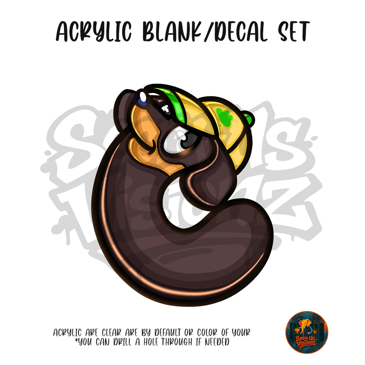 Letter C Dachshund acrylic blank and UV DTF decal kit